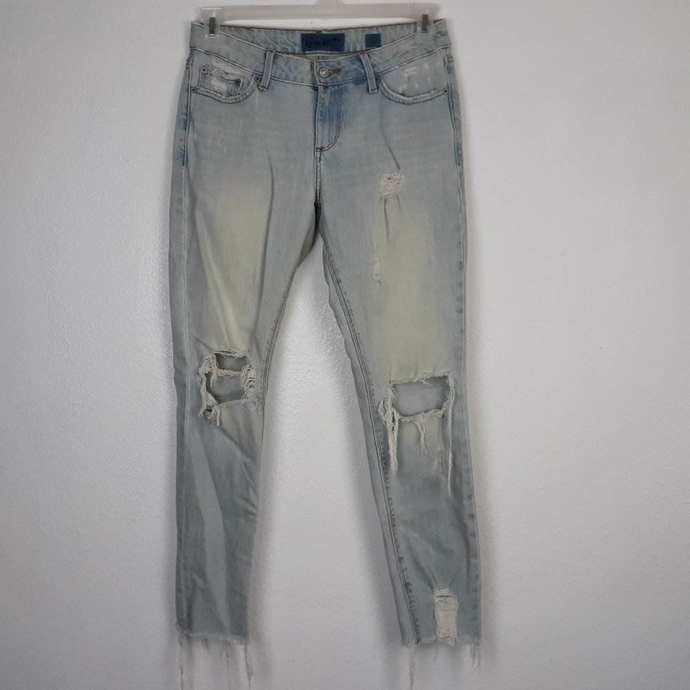 Lucky Brand Lolita Women's Skinny Jeans Size 4/27 Distressed Raw Hem Light Wash